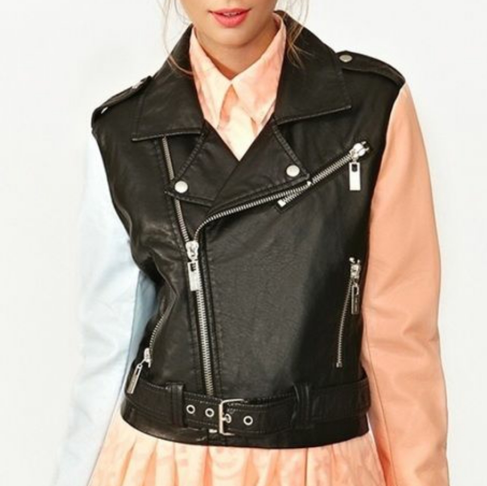 Nastygal Colorblock Faux Leather Moto Jacket